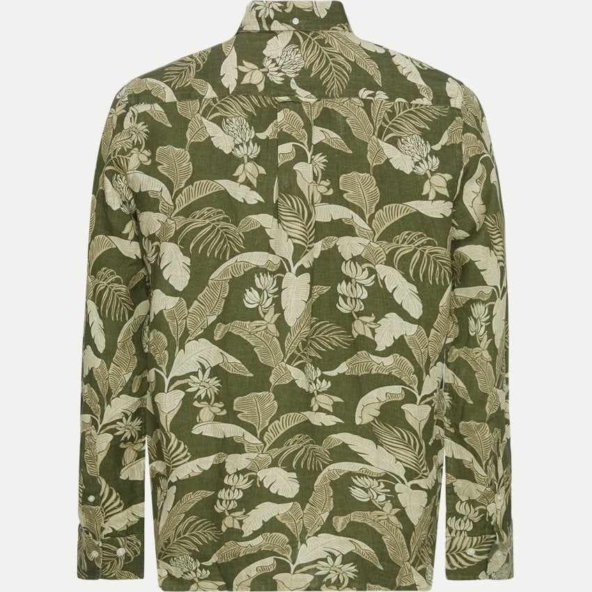 Gant Shirts REG LINEN PRINT SHIRT 3240078 JUNIPER GREEN